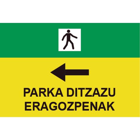Señales viales de PVC en euskera Parka Ditzazu Eragozpenak Izq (flecha izquierda) 500 x 700 mm SEKURECO (1/2)