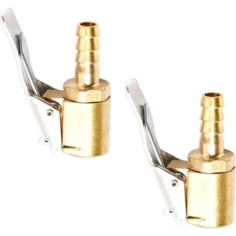 2 Pièces Embout de Gonflage,Embout Gonflage Pneu Voiture,Embout Gonfleur avec Clip,Gonflage Valve Clip Pince Connecteur Adaptateur,pour Valves de Pneu,en Laiton,6mm (1/4)