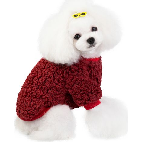 Pull Chaud Pour Chien Et Chat - Tricot En Laine Douce Avec Fermeture Pressoir - Vêtement D'Hiver Intérieur Extérieur - Taille S (1/5)