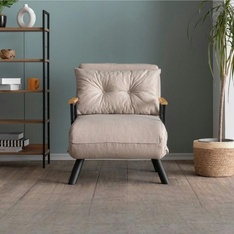 Fauteuil convertible écru 1 place couchage 175 cm MODI (1/5)