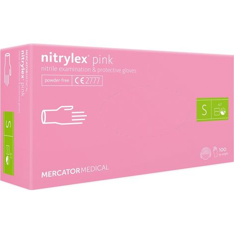 MERCATOR PINK NITRILHANDSCHUHE Größe S 100 Stück