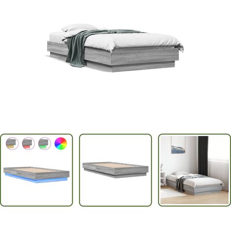 LED-Leuchten - Bettgestell mit LED Grau Sonoma-Eiche 75x190 cm (1/5)