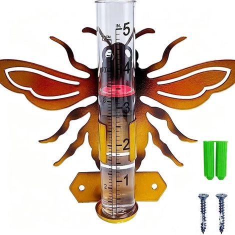 Pluviomètre d'extérieur en forme d'abeille avec un tube de 13,5 cm (5,31 pouces), pluviomètre, pluviomètre décoratif. (1/5)