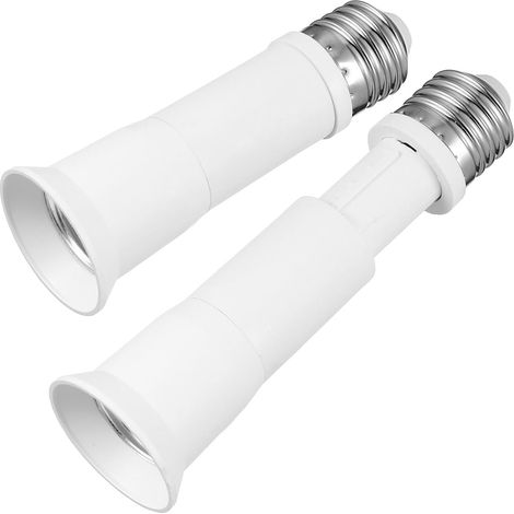 Rallonge pour Douille D’ampoule E27 Extensible 2 Pièces Blanc Métal et Pc, Cuisine et Chambre, Adapte la Hauteur des Ampoules, Format Pratique (1/5)