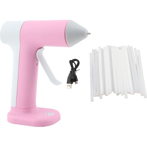 Pistolet colle chaude sans fil arrêt auto – Petit rechargeable fusion avec 30 bâtons bijoux circuit imprimé rose (1/4)