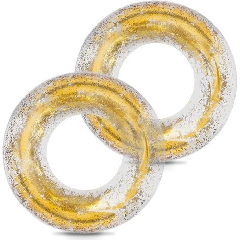 royaluxe -de natation pour adultes, anneau flottant de piscine gonflable avec paillettes, anneau flottant transparent à paillettes arc-en-ciel, anneaux de natation colorés et durables pour fête d'été (1/5)