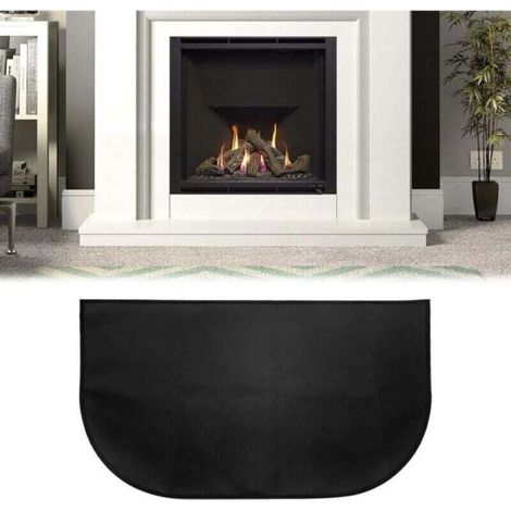 Tapis de Cheminée, Tapis De Protection Anti Feu, Tapis Ignifuge Devant De Cheminee, Tapis Anti Feu Devant Cheminee, Demi-Rond pour Cheminée, Poêle, Barbecue, Noir (102x50) (1/4)