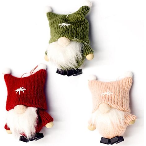 niedliche, gesichtslose Weihnachtswichtel aus Wolle – Hängender Baumschmuck – Handgefertigter Weihnachtsschmuck (1/5)