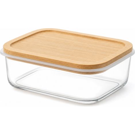 boîte de conservation alimentaire 600 ml en verre et bambou (1/5)