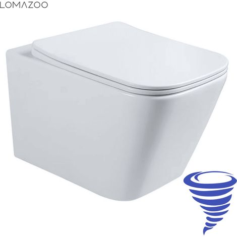 LOMAZOO WC suspendu sans bride blanc carré - Rimless - chasse