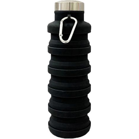Faltbarer Silikonbecher, 500 ml, tragbarer Trinkbecher für unterwegs, ideal für Camping, Reisen und Sport, Schwarz