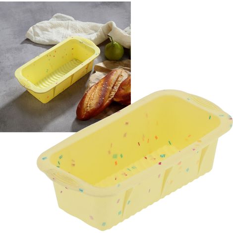 DIY-Silikonform für Kuchen, Backen, rechteckige Brotform, Küchenutensil, gelb mit farbiger Maserung (1/5)