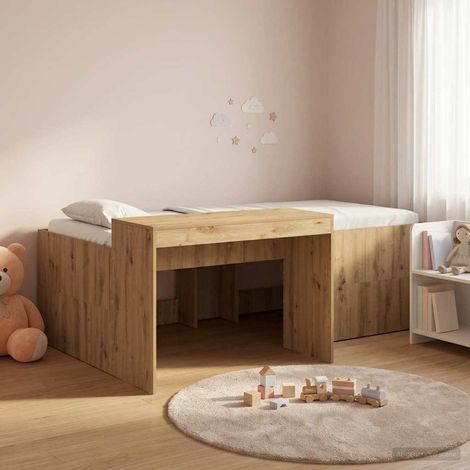 vidaXL Hochbett mit Schreibtisch für Kinder Artisan-Eiche 75 x 190 cm (1/5)