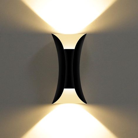 Moderne 10W LED-Wandleuchte, IP65 wasserdichter Aluminium-Wandstrahler, Innen-/Außen-Washlight, 3000K, schwarz. (1/5)