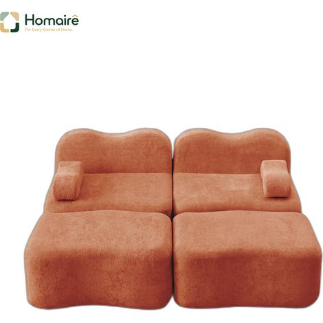Canapé modulable en velours orange avec accoudoirs 192 x 167 x 70 cm HOMAIRE (1/5)