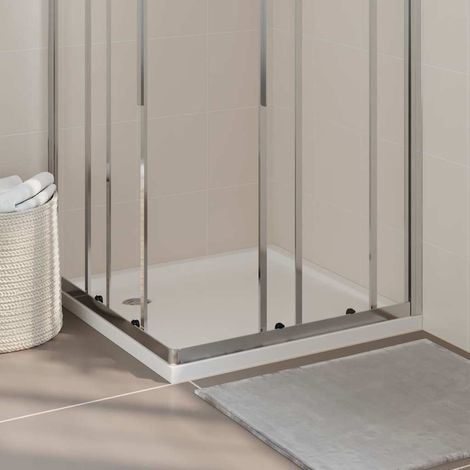 Receveur de douche carré 80x80 cm en ABS renforcé fibre de verre blanc à seuil bas pour salle de bain (1/5)