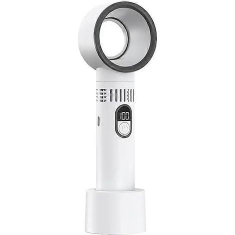 Ventilateur sans pales, ventilateur portatif rechargeable haute puissance à affichage numérique intelligent (blanc) (1/5)