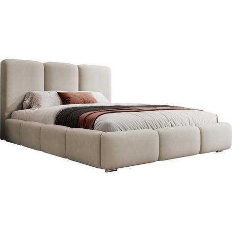 Selsey Bauro - Polsterbett 140x200 mit Stauraum und Samtbezug, greige (1/3)