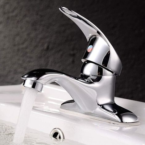 Single-hole copper washbasin tap, practical hot/cold mixer tap with a simple design for kitchen and bathroom (1/3)
