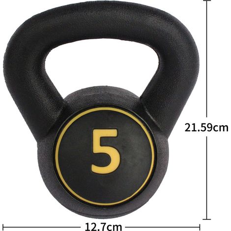 Set di kettlebell da 5 lb, 10 lb e 15 lb con impugnatura antiscivolo, nero HAVRYA (1/4)