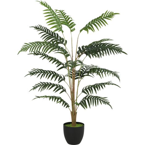 HOMCOM 120cm Tall Artificial Fern Topiary Tree in Cement Pot, Green (1/5)