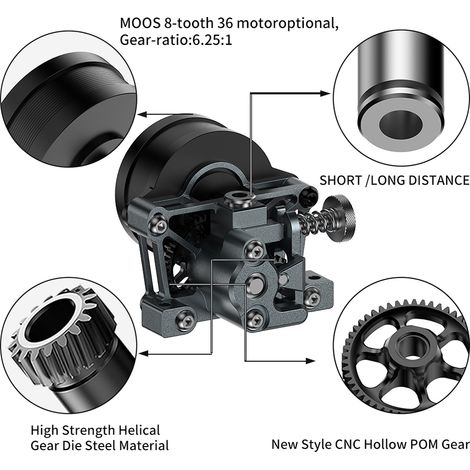 Mini extrudeuse CNC tout en métal, Kit léger résistant aux hautes températures avec engrenage hélicoïdal pour une mécanique complète Compatible CR-10 CR10S (1/5)