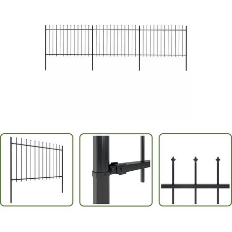 vidaXL Gartenabgrenzung - Gartenzaun mit Speerspitze Stahl 537 x 120 cm Schwarz (1/5)
