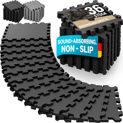 MONZANA® 18x/36x Fitness Floor Protection Mats with Edge Pieces 30x30cm Non-Slip EVA Foam Puzzle Mat Training Mats Fitness Equipment Black 36 Stück (de) (1/8)
