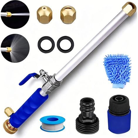 High-pressure cleaning gun for garden hose, high-pressure cleaning extension rod, high-pressure cleaning accessories, equipped with 2 nozzles, high-pressure hose sprayer (1/4)