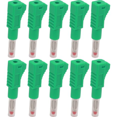 Packung mit 10 Teleskop-Bananensteckern 4 mm CAT II 600 V 32 A, PE-Mantel, für industrielle und digitale Sicherheitsgeräte 3C (grün). (1/5)