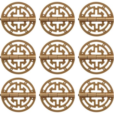 10 jeux de charnières rondes en laiton bronze, style vintage, résistantes à la corrosion, convenant aux armoires, coffrets cadeaux et caisses à vin. (1/5)