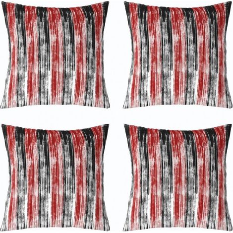 Taie d'oreiller réversible pour enfant, dégradé rouge et noir, 45 x 45 cm, lot de 4, motif géométrique abstrait à rayures – compatible avec les coussins de garnissage standard