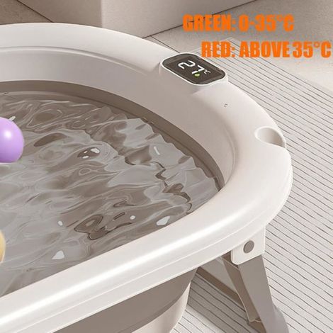 Baignoire Bébé Pliable - 1 Unité - PP Et TPE - Avec Thermomètre Digital Et Support Douche - Pour Nouveau-né - 71x43x18 BLU-RAY FILM (1/5)
