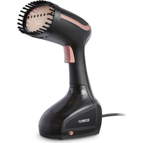 Tower Vertical Handheld Clothes Garment Steamer, Portable/Travel, 5 Minutes Continuous Steam, 200 ml Water Tank, Black and Rose Gold, 1000 W (1/5)