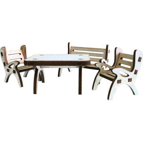 Petra S Bastelmaxi-gmh04sf1 News A Table Groupe, Comprenant 1 Table, 1 x Banc de Jardin et 2 chaises en Bois, 4 pièces (1/3)