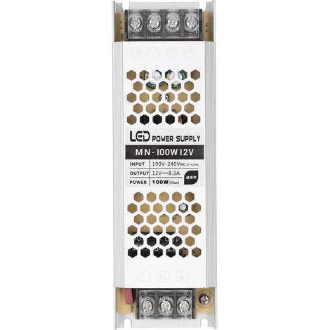 Alimentation 100W pour ruban LED, transformateur étanche IP68, série CTN, AC190-240V vers 12V