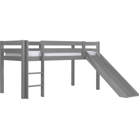Cama de media altura 90x200 con tobogán y somier Vipack Pino Gris