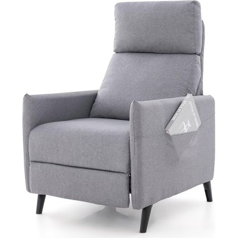 COSTWAY Fauteuil de Relaxation, Fauteuil de Massage avec Dossier et Repose-Pieds Réglables, Chaise de Détente Inclinable en Tissu de Lin pour Salon, Chambre, Cinéma Maison, Charge 120 KG, Gris (1/5)