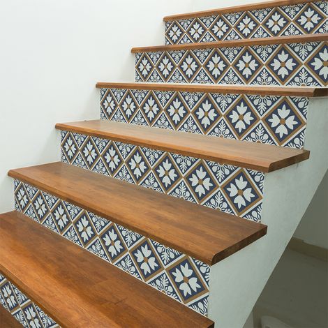 Stickers adhésifs escalier carrelages contremarche - LOEIZA - 2 bandes de 14x98cm (1/3)