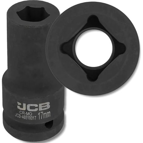 Bussola a impatto profonda JCB da 3/4" in acciaio Cr-Mo a 6 punte, 17 mm