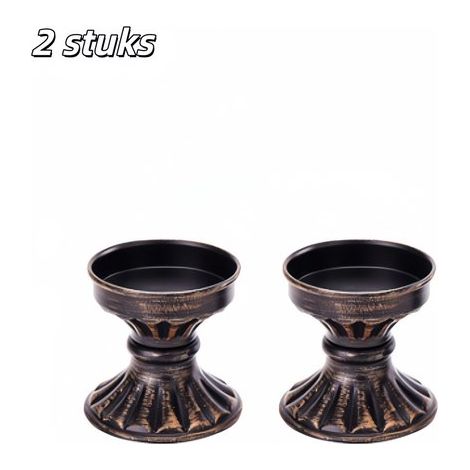 2 candelabri vintage a colonna in metallo con finitura opaca, ideali per matrimoni, festività e cene di compleanno a lume di candela (candele non incluse). (1/5)