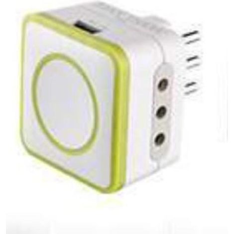 Adattatore Triplo 2 Prese 10A e 1 USB Output 1.2A, Verde (1/2)