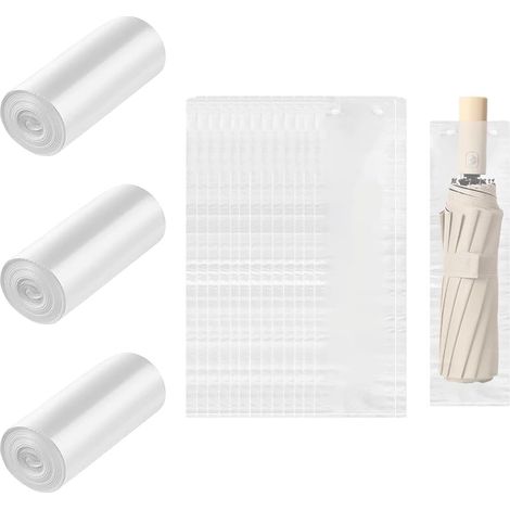 Sac pour Parapluie Humide 300 Pièces Housse Parapluie Humide en Plastique Transparent Jetables Sac de Pluie Parapluie pour Parapluies Pliants, Sacs De Rangement (13x43cm) (1/5)