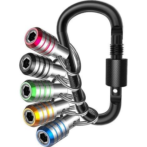 Porte-embouts porte-clés. lot de 5. connecteur à changement rapide pour perceuse à percussion hexagonale 1/4". vis de perçage (1/5)