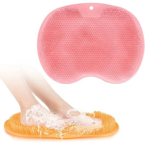 2 pièces Laveur de Pieds de Douche, Bassin de Bain de Pieds, Tapis de Massage des Pieds, Brosse Pieds Douche Foot Scrubber ave (1/5)