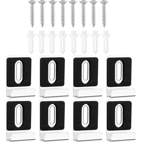 Set of 8 square mirror clips made of 304 stainless steel, bathroom mirror mounting accessories, support kit, for advertising boards, frameless mirrors (1/5)