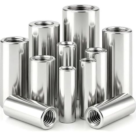 Lot de 12 manchons filetés ronds - M8 x 40 x 12 mm - En acier inoxydable 304 V2A - Avec filetage intérieur - Écrou long - Écrou de connexion - Écrou d'embrayage - Manchons d'espacement (1/5)