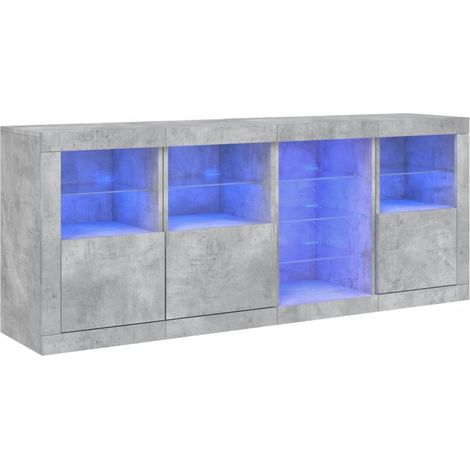 Credenza credenza cassettiera armadio portaoggetti organizer cucina soggiorno soggiorno con luci a LED 164 x 37 x 67 cm Grigio 020029984