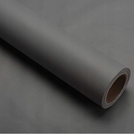 Carta da parati autoadesiva grigio opaco per mobili, rivestimento pareti 60 cm x 10 m (1/5)