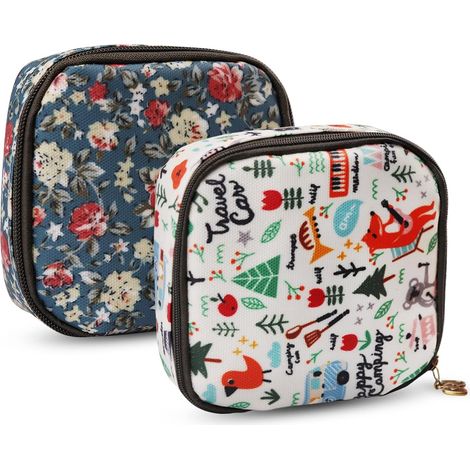 Sac de rangement pour serviettes hygiéniques 2PCS (fleur cassée + forêt),